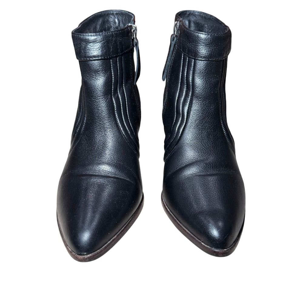 Matisse CeCe Black Leather Ankle Boots Size 8M Pointed Toe Block Heel Western - Picture 5 of 9